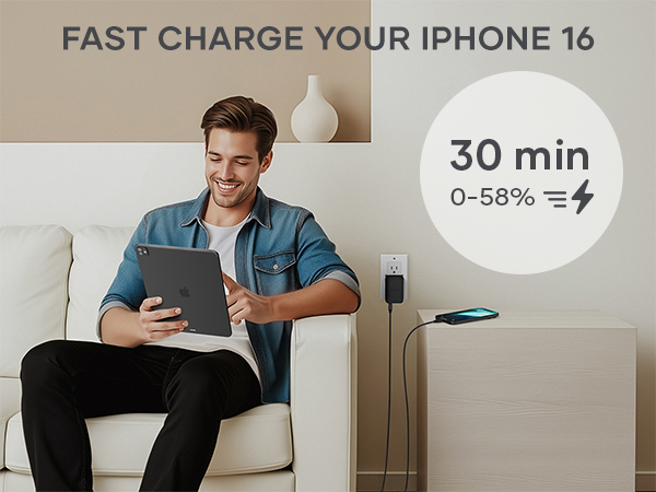 Satechi OntheGo 67W Wall Charger, GaN USB C Travel Charger with 2 USB-C PD Fast Charging Ports