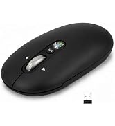 Wireless Bluetooth Mouse,USB+BT×2,Slim Pebble Multi Device Small Travel Mice,Metal 4 Way Super Sc...