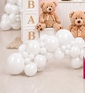Bezente 6FT White Balloon Garland Arch Kit for Wall & Doorway, 79pcs White Latex Balloons Differe...