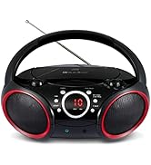 SINGING WOOD 030C Portable CD Player Boombox with AM FM Stereo Radio, Aux Line in, Headphone Jack...