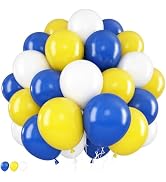 Blue and Yellow Balloons, 12Inch Royal Blue Yellow White Party Balloons Set White Yellow Blue Lat...