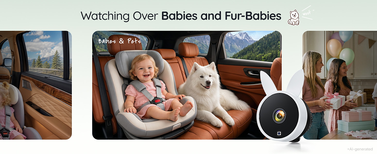 Dual Car Camera Baby Monitor for 2 Kids Baby Car Mirror Rear Facing