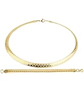 HZMAN Stainless Steel Omega Chain 8mm Solid 18 inch Necklace and 8.5 inch Bracelet Set