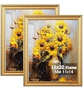 Splinterix 16x20 Gold Picture Frame, Photo Frame for Wall or Tabletop Display, 2 Pack Ornate Vint...