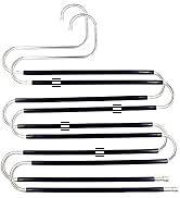 Skroad Pants Hangers Space Saving,2 Pack S-Type Non-Slip Stainless Steel Clothes Pants Hangers Cl...