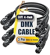 SMALL-EYE 3 Pin DMX Cable 3 ft 4 Pack – DMX512 Male to Female Cable for Professional DMX Lighting...