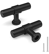Goldenwarm 25 Pack Black Cabinet Knobs Kitchen Cabinet Hardware - LST18BK Black Drawer Knobs T Ba...