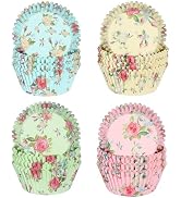 SKIDEC Floral Standard Cupcake Liners 400 Count Colorful Paper Baking Cups Food Grade Disposable ...
