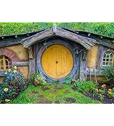 BELECO 7x5ft Fabric Hobbiton Cave Backdrop Rural Living Cabin Green Grass Garden for Hobbit Photo...