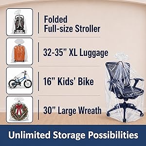 45x65 jumbo clear plastic bags 3 mil heavy duty stroller bags chair bike bolsas gigantes storage