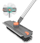 Floor Scrub Brush with Long Handle, BITOPE 3 in 1 Stiff Bristles Deck Brush 360° Rotating Floor S...