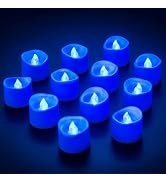 Yakpo 12 Pack Flameless Blue Tea Light Battery Operated, Blue Flickering Flame LED Votive Tealigh...