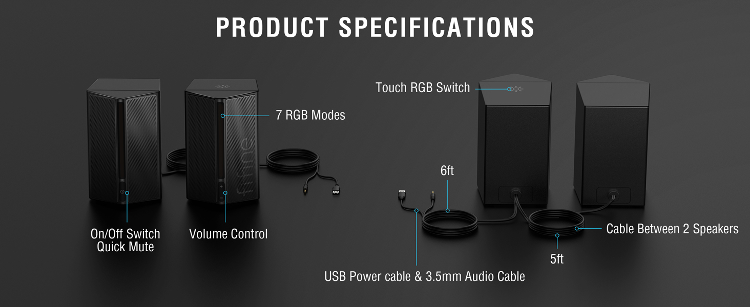 product specifications of game speakers