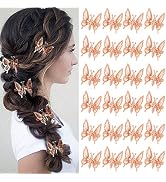 3D Moving Butterfly Hair Clips,CEELGON 24 Pack Small Rose Gold Metal Hair Pins 90s Hair Clip Butt...