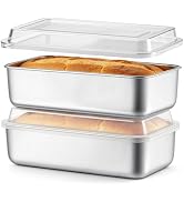 TeamFar Loaf Pan for Baking Bread, 9 x 5 Inch Bread Pan with Lid, Set of 2 | Stainless Steel Meat...