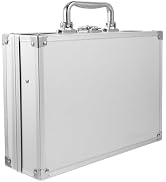 Housoutil Aluminum Briefcase with Lock, Metal Silver Briefcase, Handheld Aluminum Storage Box, To...