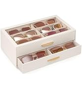 Lolalet 12 Slots Women’s Sunglasses Organizer with Enlarged Compartment, 2-Layer Eyewear Storage ...