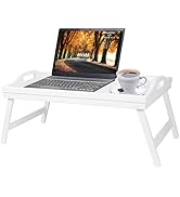 Breakfast Tray Table with Folding Legs Serving Tray Bamboo Dinner Trays for Platter Laptop Desk B...