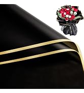 RUSPEPA 20 Sheets Flower Wrapping Paper - Gold Edge Waterproof Floral Bouquet Wrapping Paper - Fl...