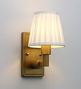 JIMUBEAM Fabric Wall Sconce 1-Light Fixture Antique Finish with Pleated White Cloth Shade, E26 Ha...