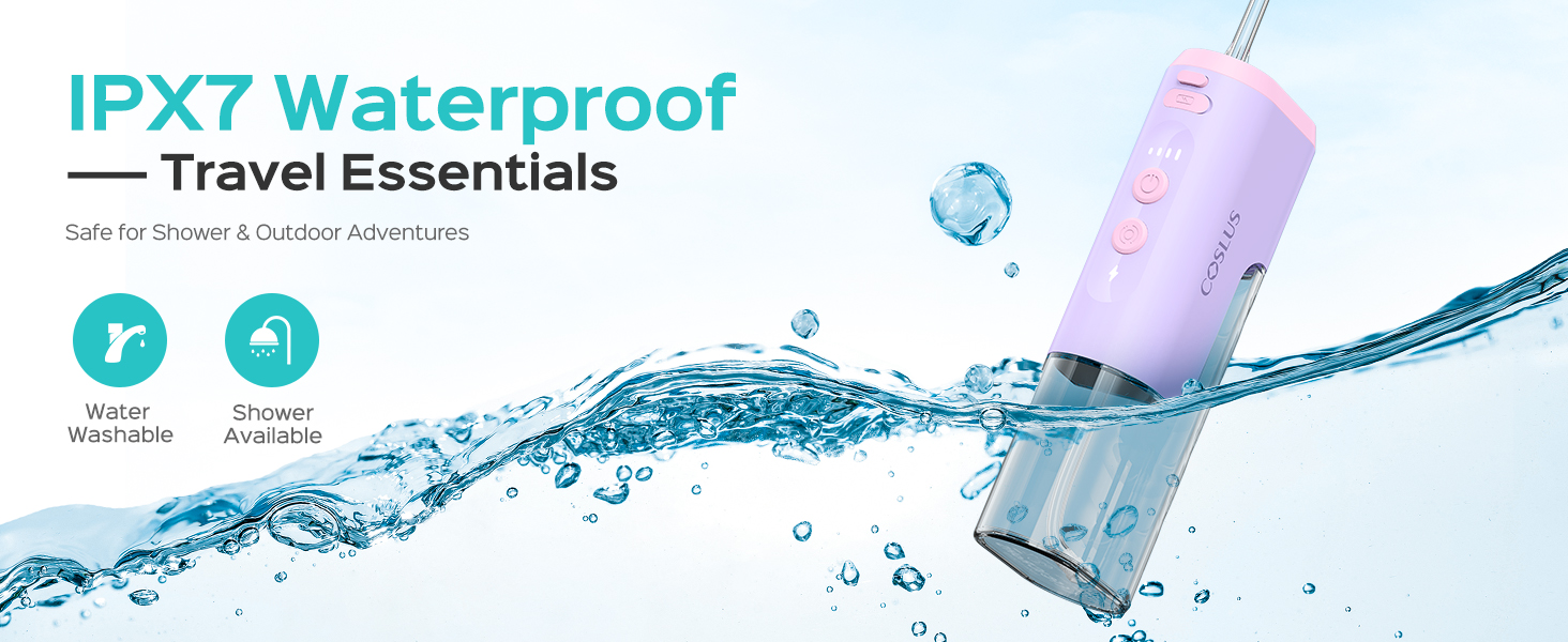 COSLUS Mini Water Flosser for Travel: Portable Compact Design, Cordless Oral Irrigator for Braces