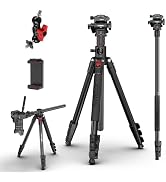 COMAN 72" Overhead Camera Tripod with Fluid Head,Horizontal Tripod for Top-Down Product & Food Ph...