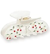 Initial Cherry Hair Clips Claws for Women - Cute Letter K Rhinestone Glitter Hair Claws, Anti-Sli...