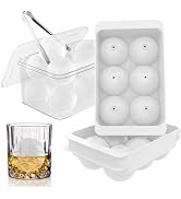 WIBIMEN Large Ice Cube Molds, Big Round Whiskey Ice Cube Trays for Freezer, Easy to Fill & Releas...