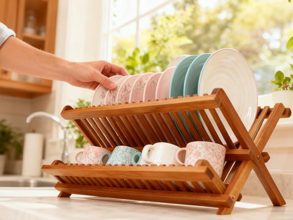 teak dish drying rack