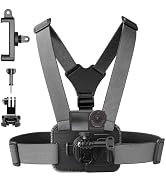 RAYWOWO Action Camera Chest Mount, Adjustable Body Strap, Quick Release Chest Harness, 360° Rotat...