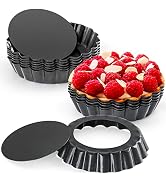 Cyimi Mini Tart Pan Set of 12, Non-Stick 4 Inch Quiche Pan, Removable Bottom Tart Pan for Pies, Q...