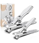 Toenail Clippers for Thick Toenails, 2Pcs Large German Toenail Clippers Set for Men with Catcher,...
