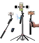 SENWOW 70" Auto Face Tracking Tripod for iPhone, 360 Rotation Travel Selfie Stick Mount with Remo...