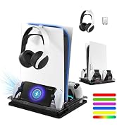 GAMINJA for Ps5 Cooling Station with Ps Portal Charger for Ps5/Slim/Pro | Rgb Dual Controller Cha...