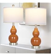 luxeflow Gourd Ceramic Table Lamps Set of 2, Bedside Lamps for Bedroom | 22 Inch, Modern Double G...