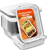 Aluminum Foil Pans with Lids - 2.25 LB Food Containers Disposable Tin Foil Meal Prep Containers w...