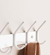 GWAAZXGZ Coat Rack Wall Mount Hooks - 15 Inch Matte White Metal 6-Hook Organizer Wall Mounted, Mo...