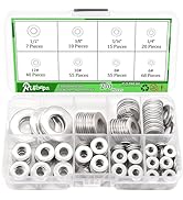 Ruibapa 270PCS(8 Size) 304 Stainless Steel Flat Washers Assortment Kit-1/2 3/8 5/16 1/4 12# 10# 8...