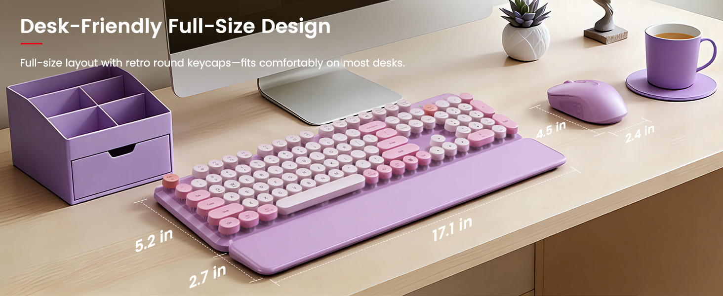 Full-size keyboard with numpad giving you a complete layout without taking over your workspace.