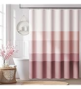 jinchan Ombre Dusty Pink Striped Shower Curtain Waterproof Fabric Shower Curtains for Bathroom Gr...