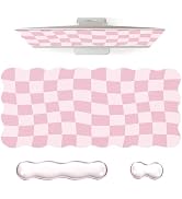 L-SPOUTTO Pink Checkered Mouse Pad Set,Scalloped XXL Desk Mat + Ergonomic Mouse Wrist Rest + Gel ...