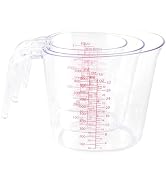 Recogwood 3-Piece Nesting Measuring Cups Set, BPA-Free Plastic Liquid Measuring Cup for Kitchen C...