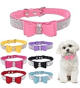 Small Dog Collar Puppy with Rhinestone Bow Knot Crystal Diamond Colorful Bling Girl Puppy Cat Col...