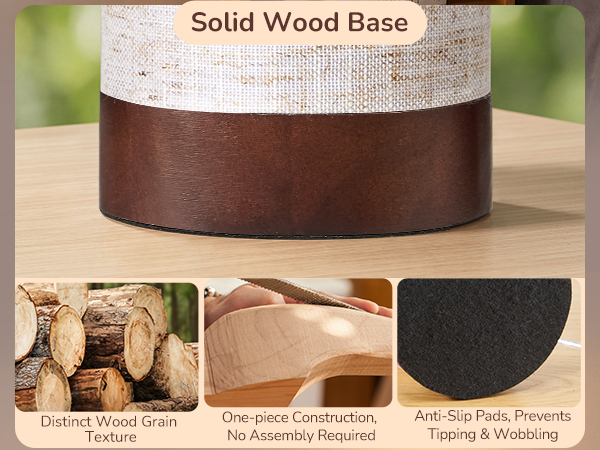 SOLID NATURAL WOOD BASE TABLE LAMP