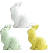 Easter Table Decorations,3Pcs Ceramic Bunny Figurine Easter Spring Modern Vintage Rustic Farmhous...