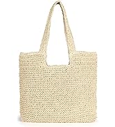 Straw Beach Bag, Women Tote Bag Woven Shoulder Bag, Handmade Large Summer Handbag Hobo Bag for Be...