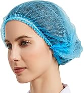 ProtectX 100-Pack Blue Disposable Hair Nets, Elastic Head Cover, Bouffant Caps, Sanitation Head C...