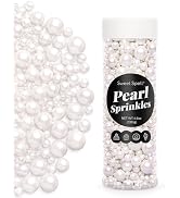 Sweet Spell White Pearl Sprinkles for Cake Decorating (130g/ 4.6oz) - Sugar Candy Ball Pearls for...