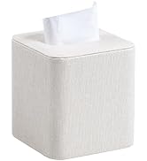 Cretkhp Square Linen Tissue Box Cover with Magnetic Closure, Modern PU Leather Tissue Box Holder ...