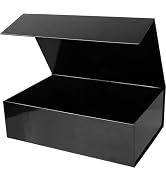 RayofSun Black Gift Boxes with Magnetic Lids for Presents Large Rectangle Collapsible Decorative ...